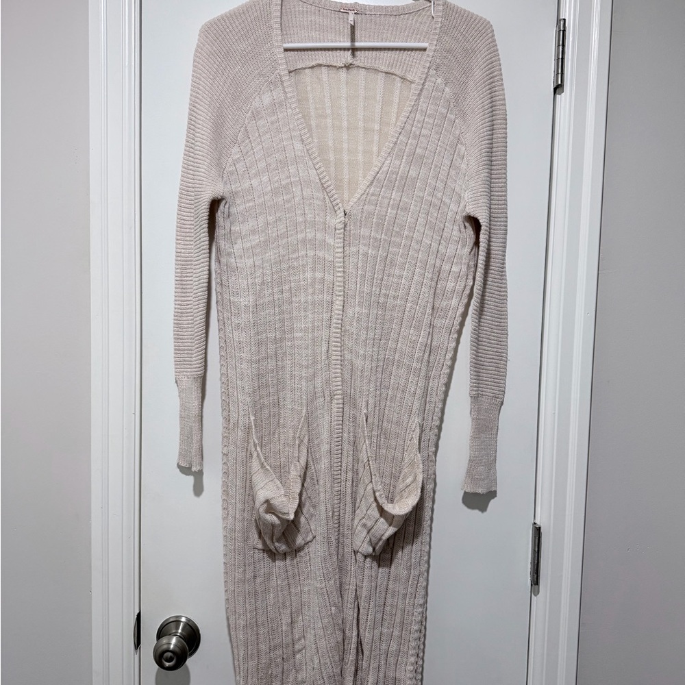 Free People Cream Long Cardigan